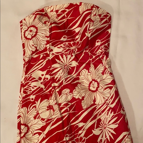 90s RARE Express Vibrant Floral Tropical Strapless MIDI DRESS Fitted ⭐️⭐️⭐️⭐️⭐️ - Picture 5 of 8